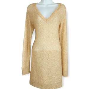 NWOT Moda gold sequined wool Mohair blend sweater dress Womens  Small